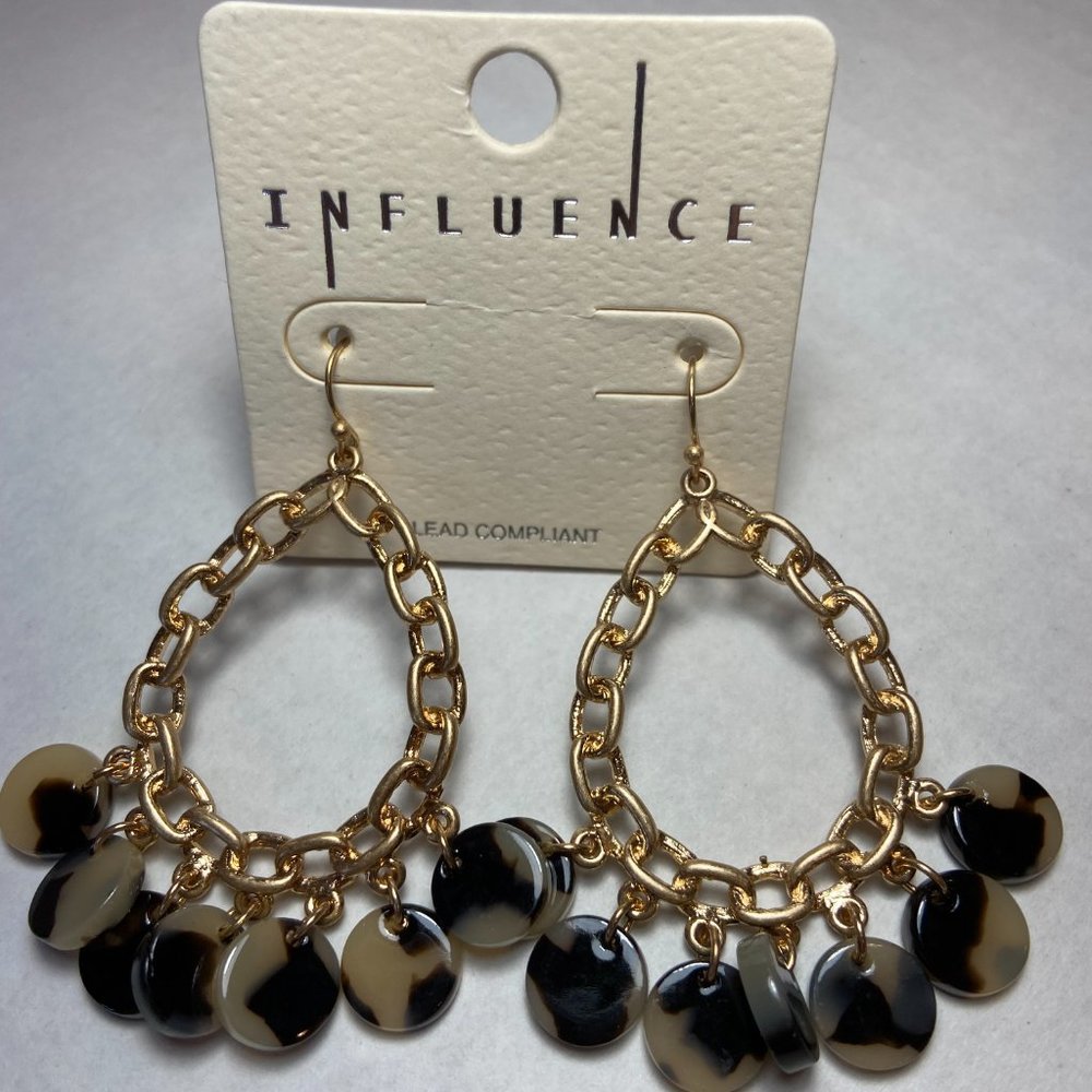 Oval gold chainlink earrings with tortoise - Picture 7 of 8